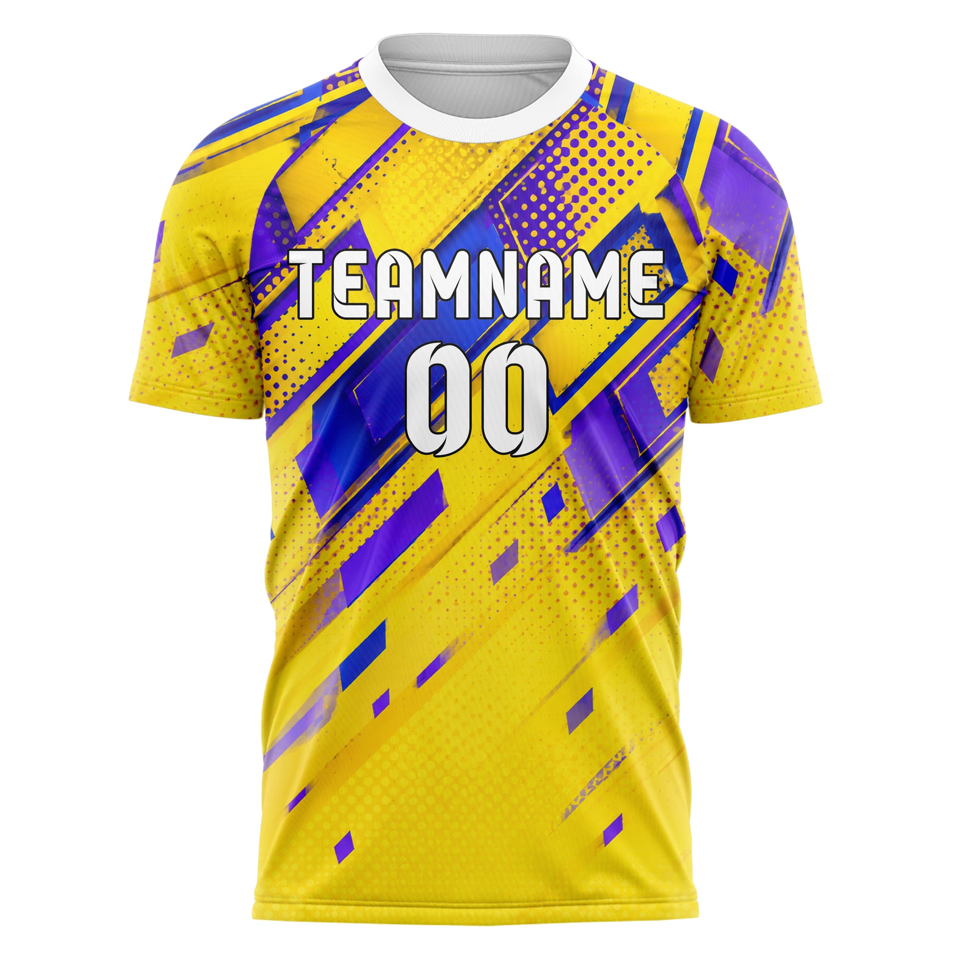 Gelb lebendiges Rauten dichter Verlauf von oben Design 01-0352 individuelles Fußballtrikot front