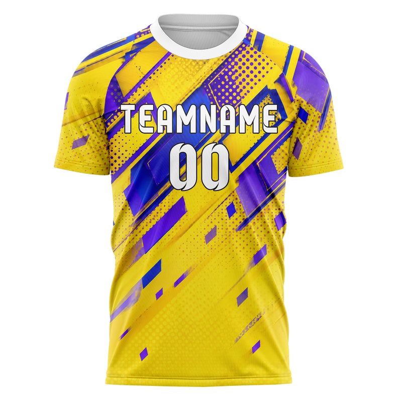 Gelb lebendiges Rauten dichter Verlauf von oben Design 01-0352 individuelles Fußballtrikot front