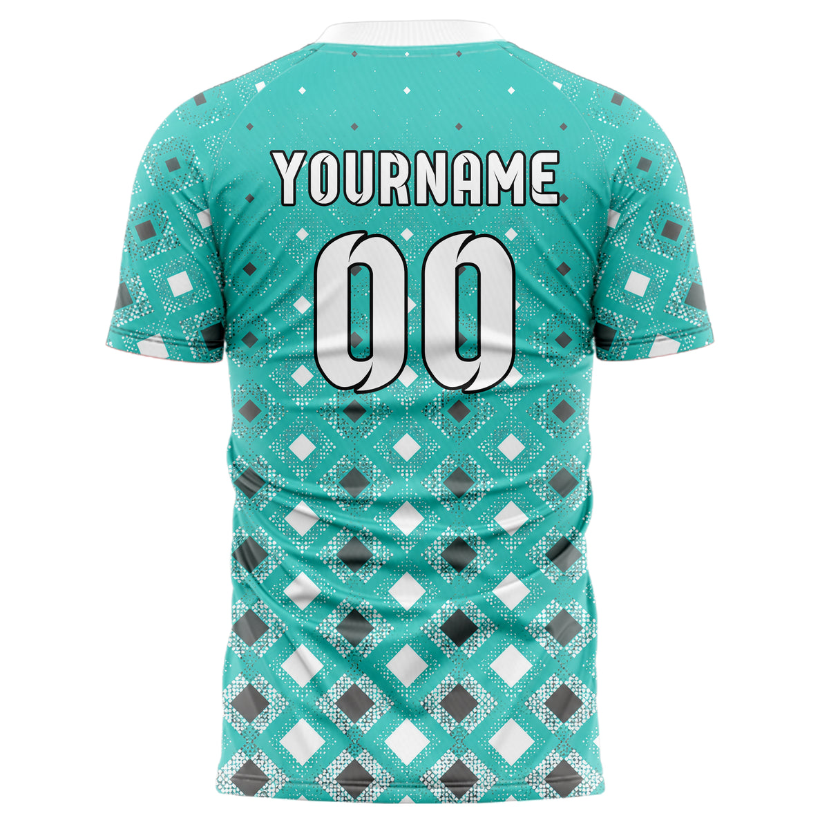 Aqua klassisches Rauten Square Grid Design 01-0149 individuelles Fußballtrikot back