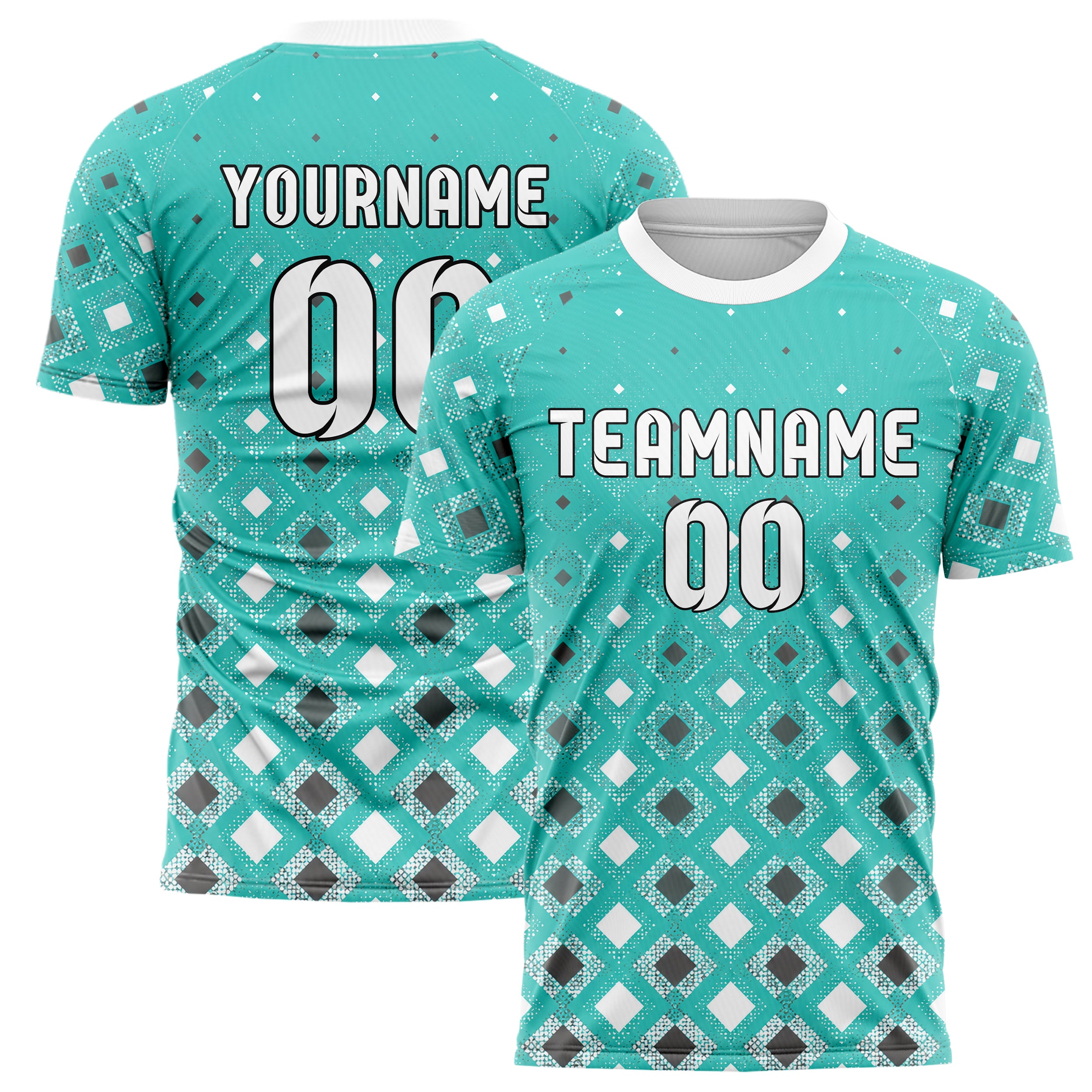 Aqua klassisches Rauten Square Grid Design 01-0149 individuelles Fußballtrikot main