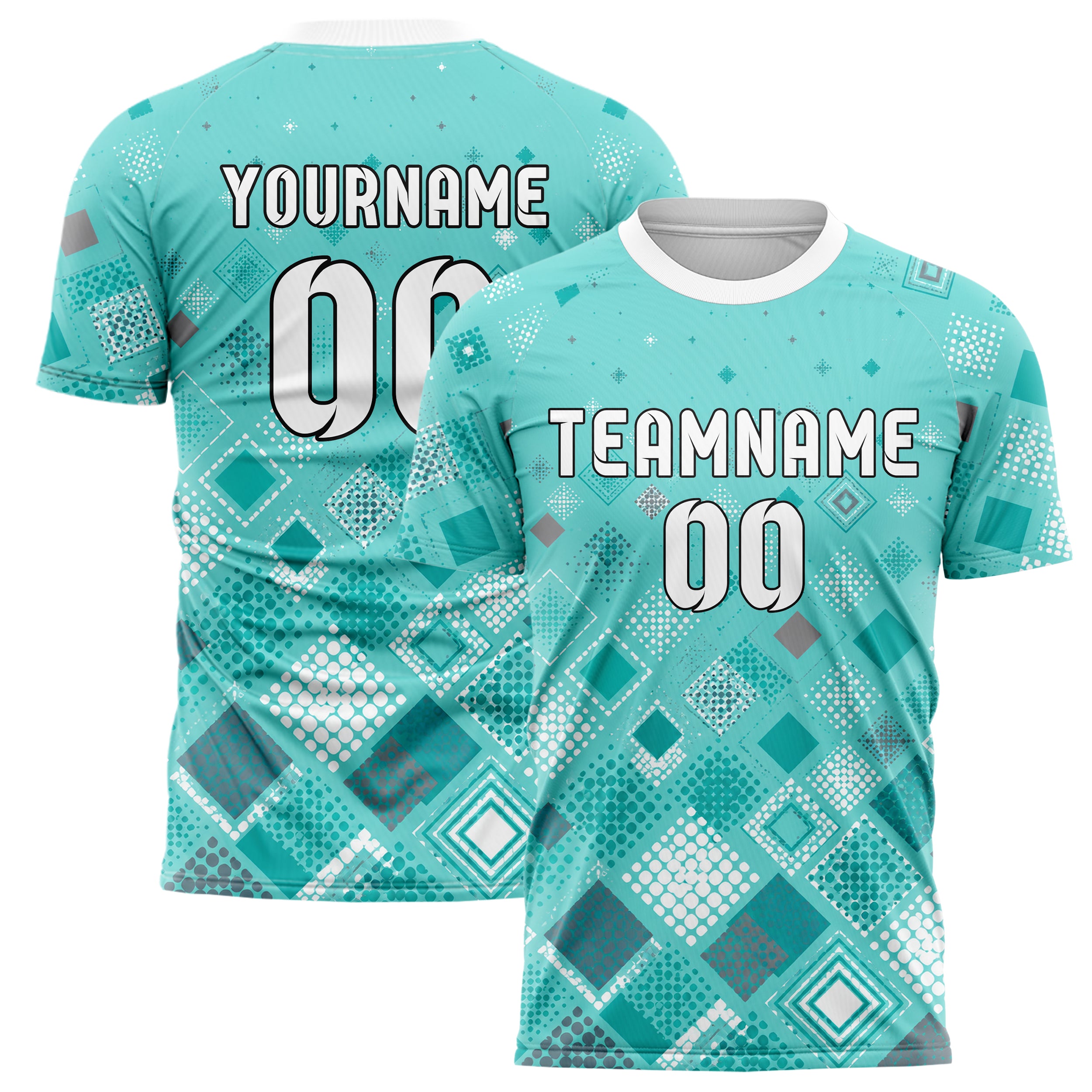 Aqua klassisches Rauten Square Grid Design 01-0389 individuelles Fußballtrikot main