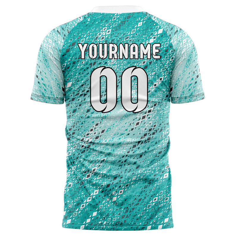 Aqua klassisches Rauten radialer Center Fade Design 01-0089 individuelles Fußballtrikot back