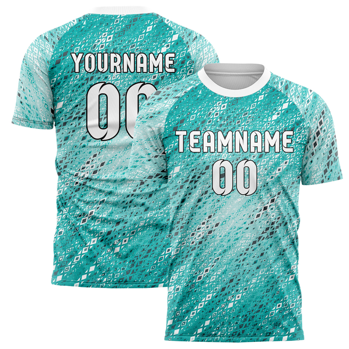 Aqua klassisches Rauten radialer Center Fade Design 01-0089 individuelles Fußballtrikot main