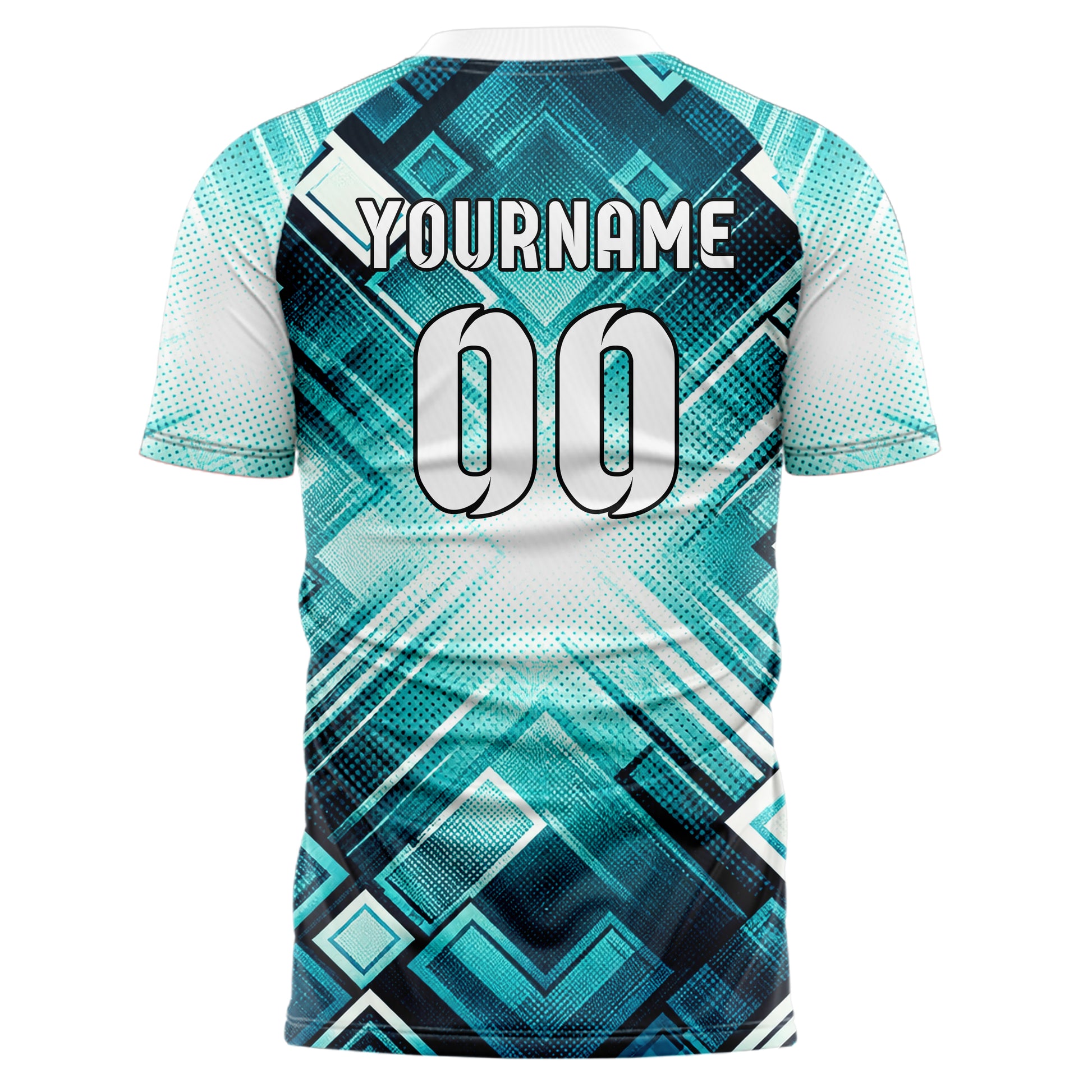 Aqua klassisches Rauten radialer Center Fade Design 01-0113 individuelles Fußballtrikot back
