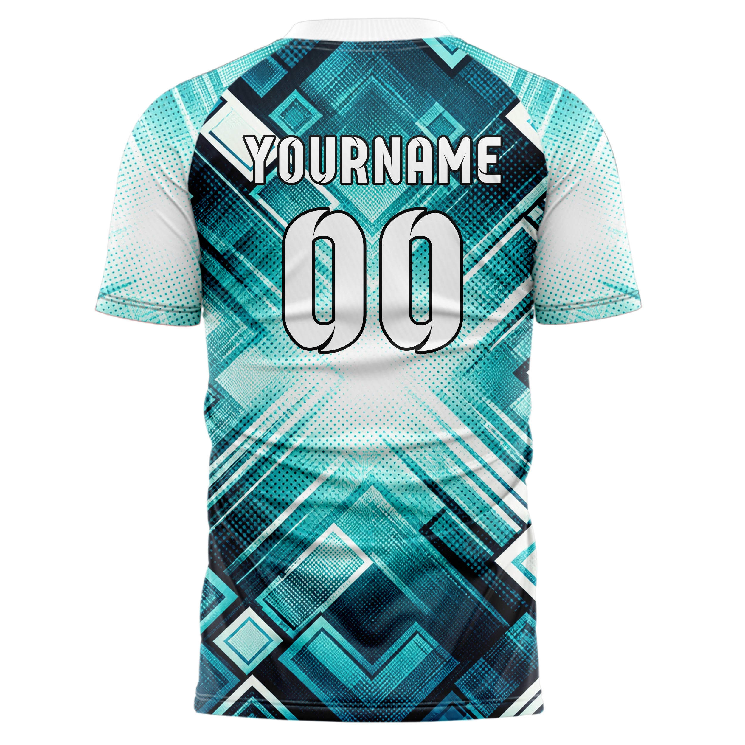 Aqua klassisches Rauten radialer Center Fade Design 01-0113 individuelles Fußballtrikot back