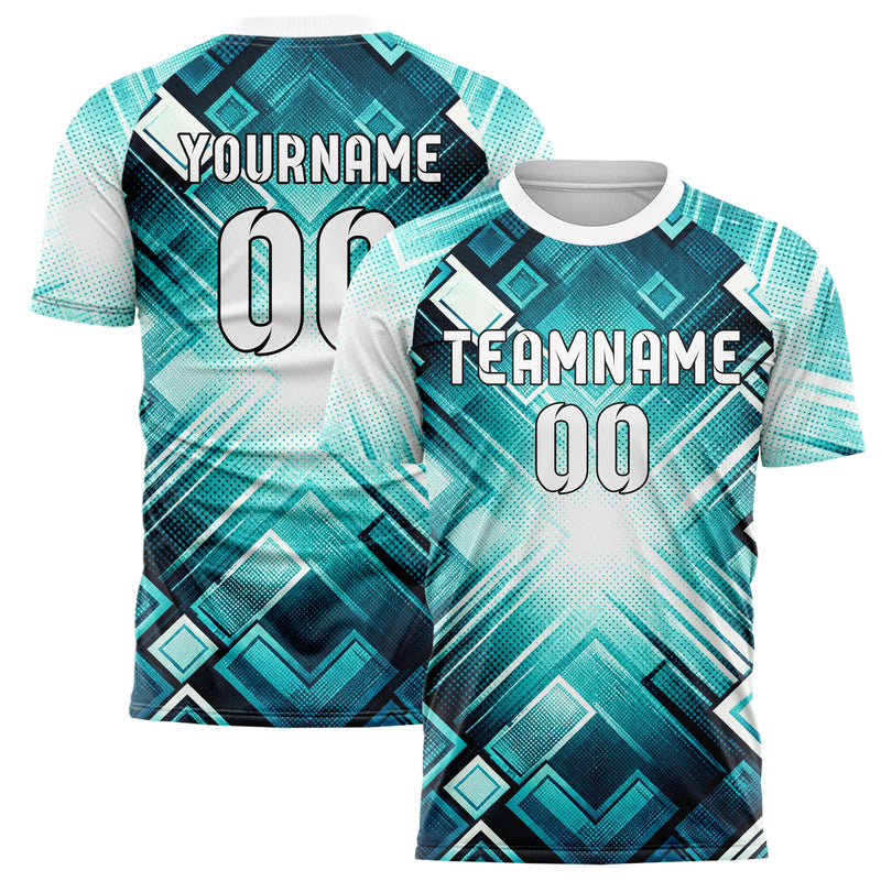 Aqua klassisches Rauten radialer Center Fade Design 01-0113 individuelles Fußballtrikot main