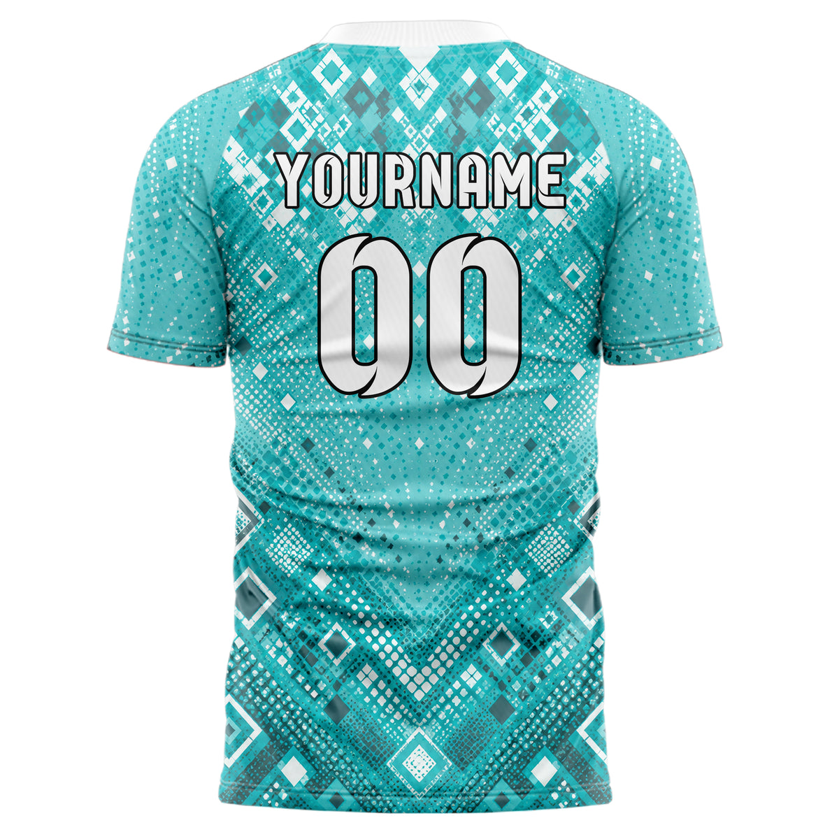 Aqua klassisches Rauten radialer Center Fade Design 01-0473 individuelles Fußballtrikot back