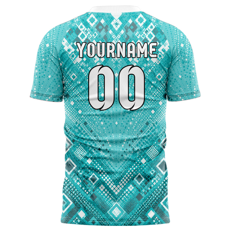 Aqua klassisches Rauten radialer Center Fade Design 01-0473 individuelles Fußballtrikot back