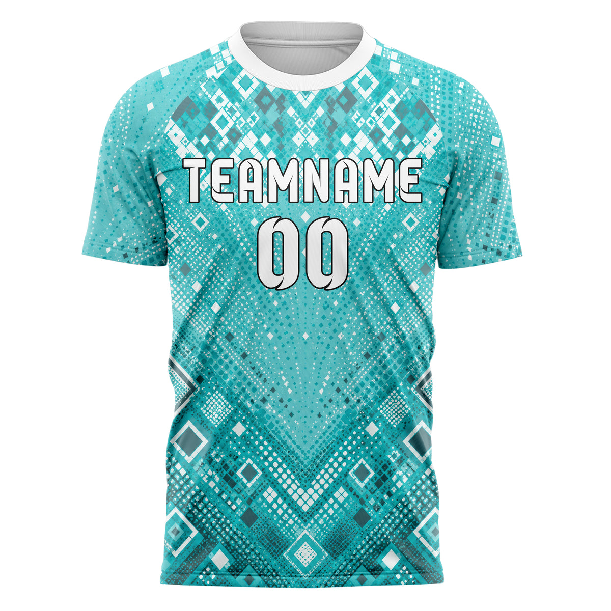 Aqua klassisches Rauten radialer Center Fade Design 01-0473 individuelles Fußballtrikot front