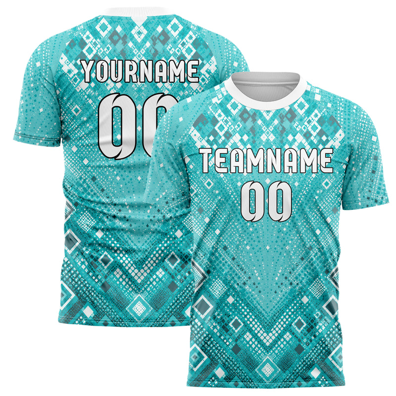 Aqua klassisches Rauten radialer Center Fade Design 01-0473 individuelles Fußballtrikot main