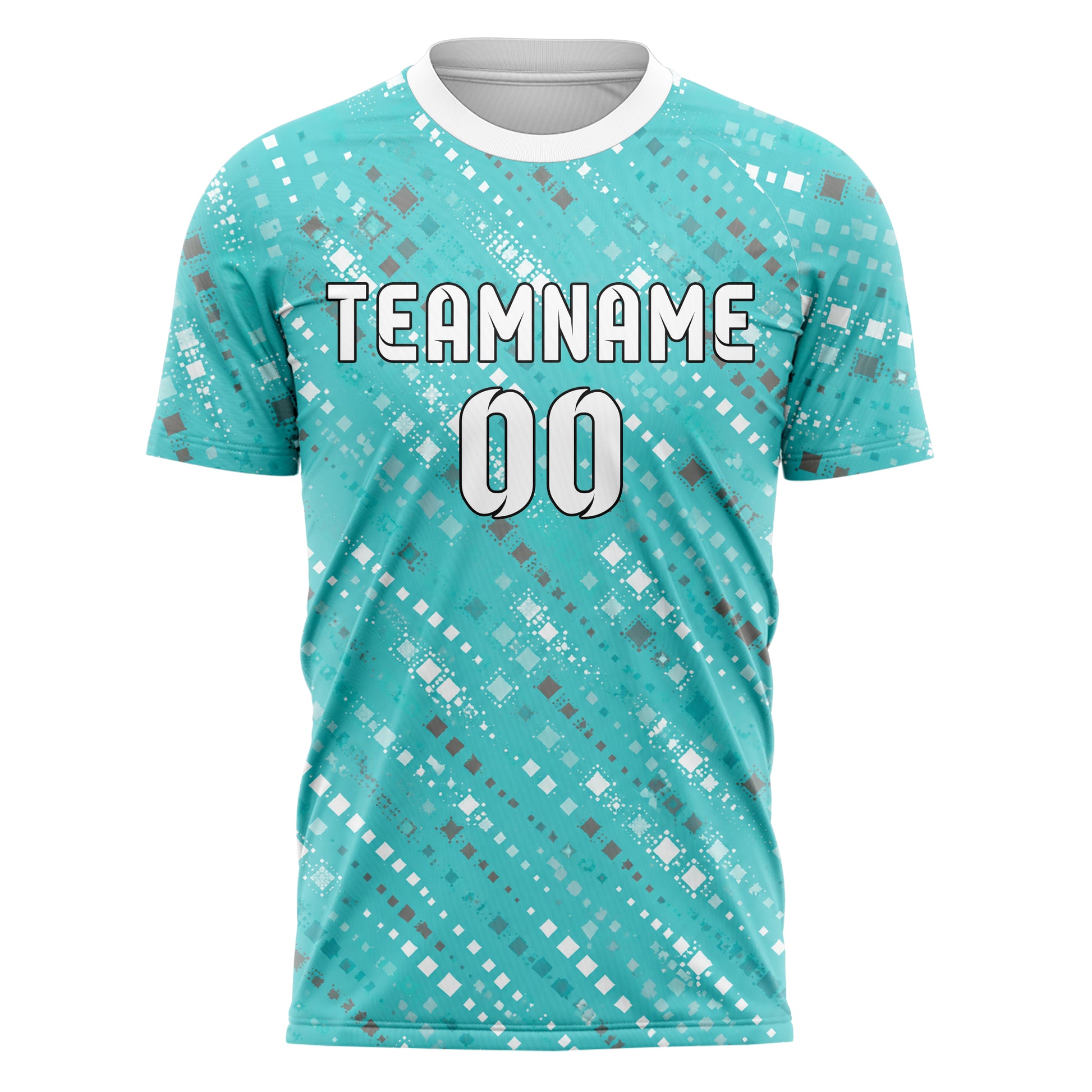 Aqua klassisches Rauten diagonale Tessellation Design 01-0218 individuelles Fußballtrikot front