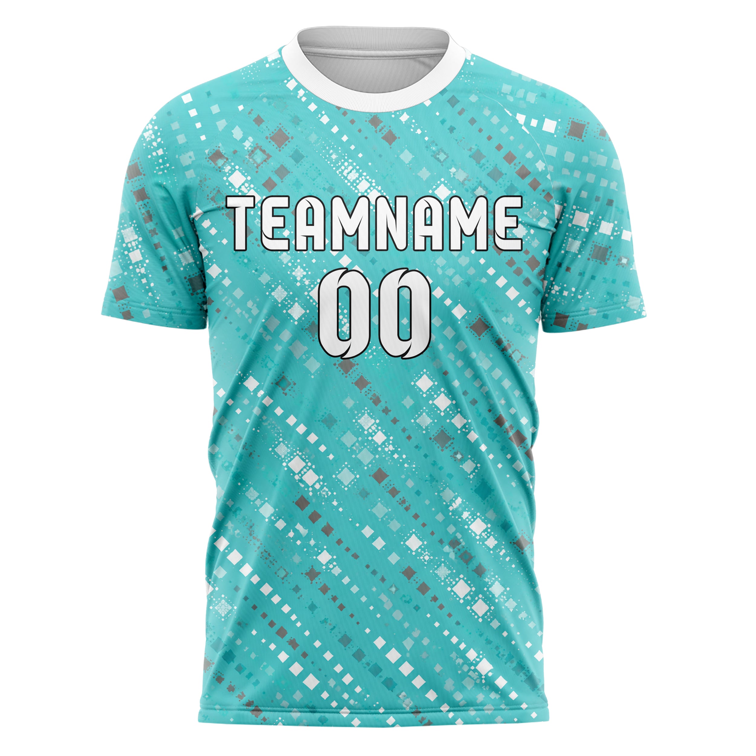 Aqua klassisches Rauten diagonale Tessellation Design 01-0218 individuelles Fußballtrikot front