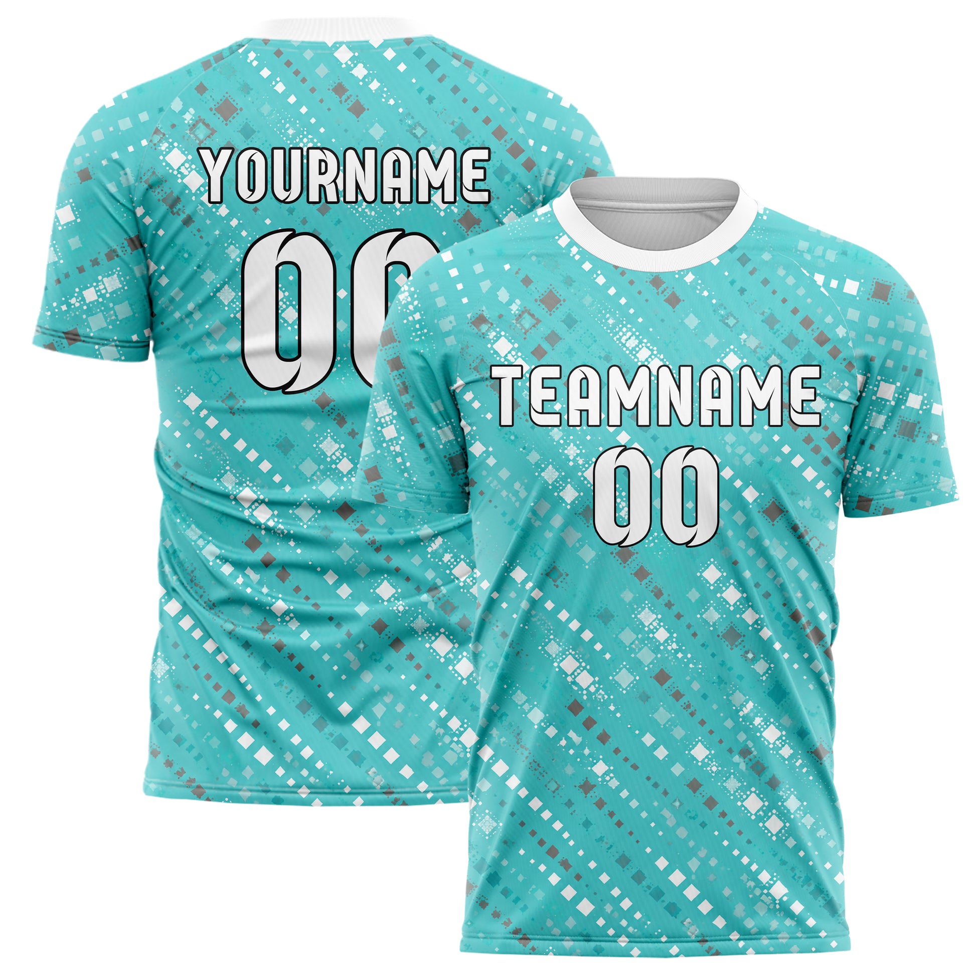 Aqua klassisches Rauten diagonale Tessellation Design 01-0218 individuelles Fußballtrikot main