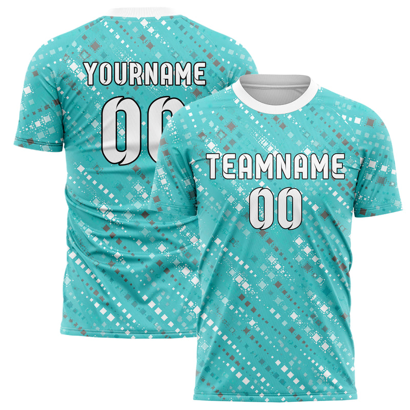 Aqua klassisches Rauten diagonale Tessellation Design 01-0218 individuelles Fußballtrikot main
