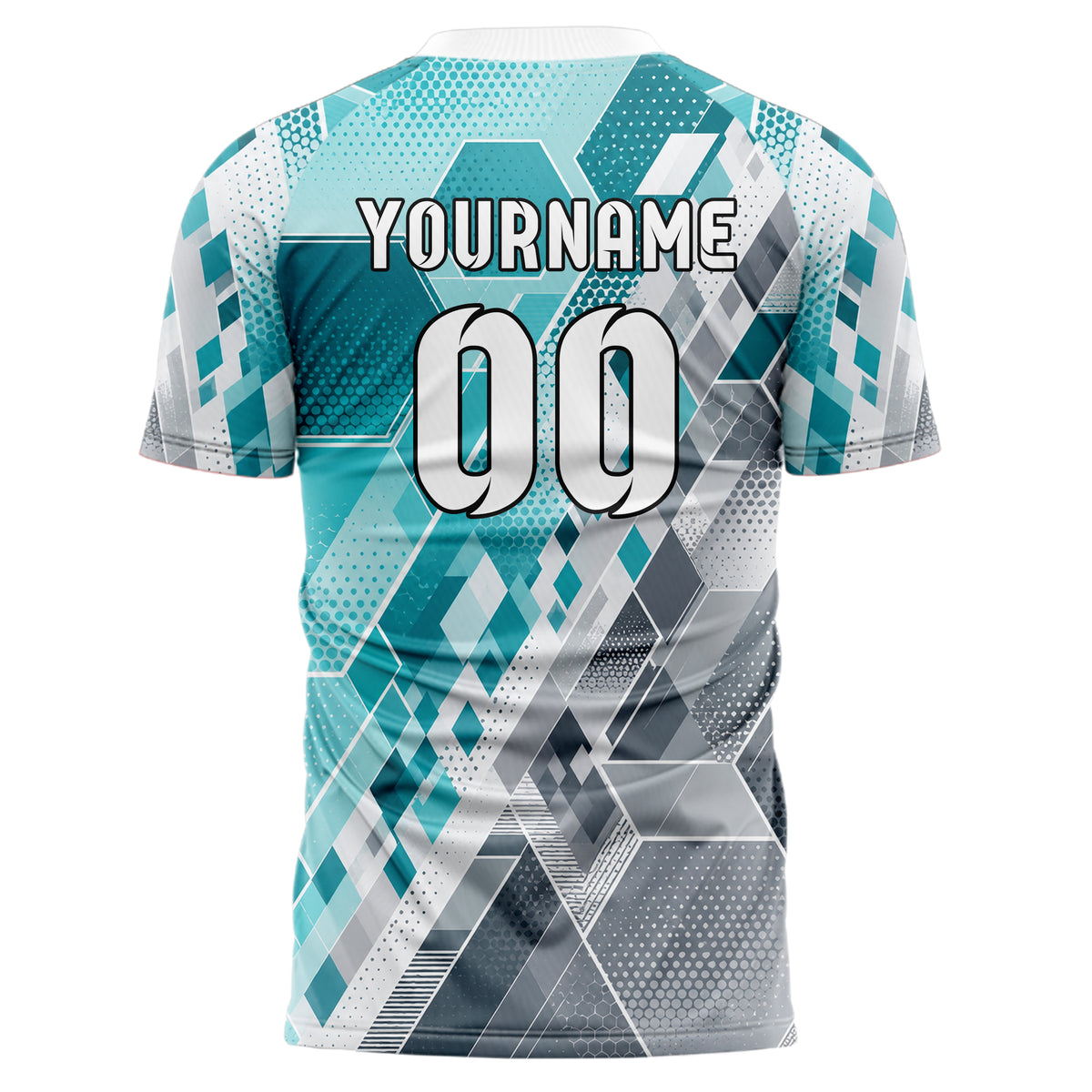 Aqua klassisches Rauten hexagonale Panels Design 01-0326 individuelles Fußballtrikot back