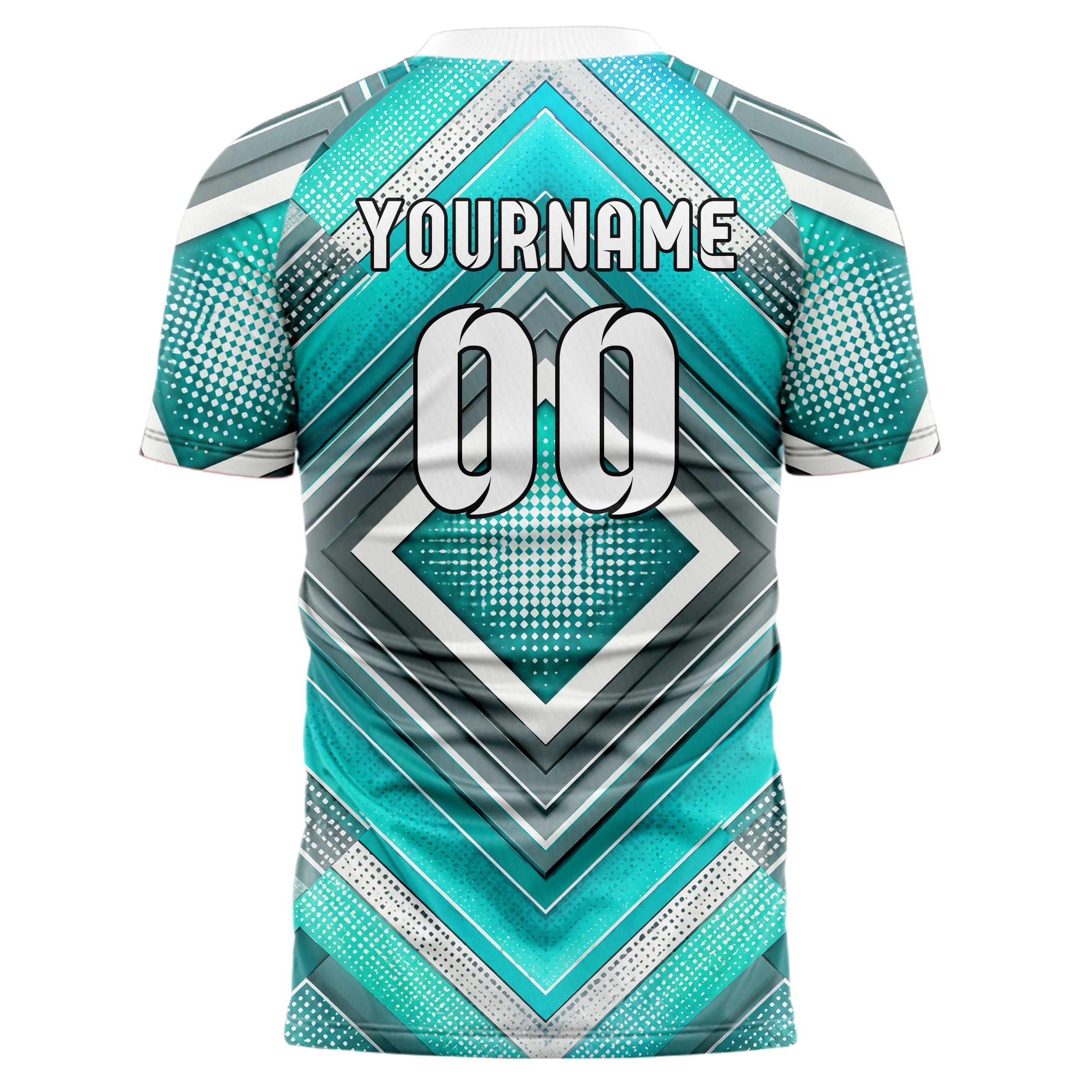 Aqua klassisches Rauten Layered 3D Rhombus Design 01-0203 individuelles Fußballtrikot back