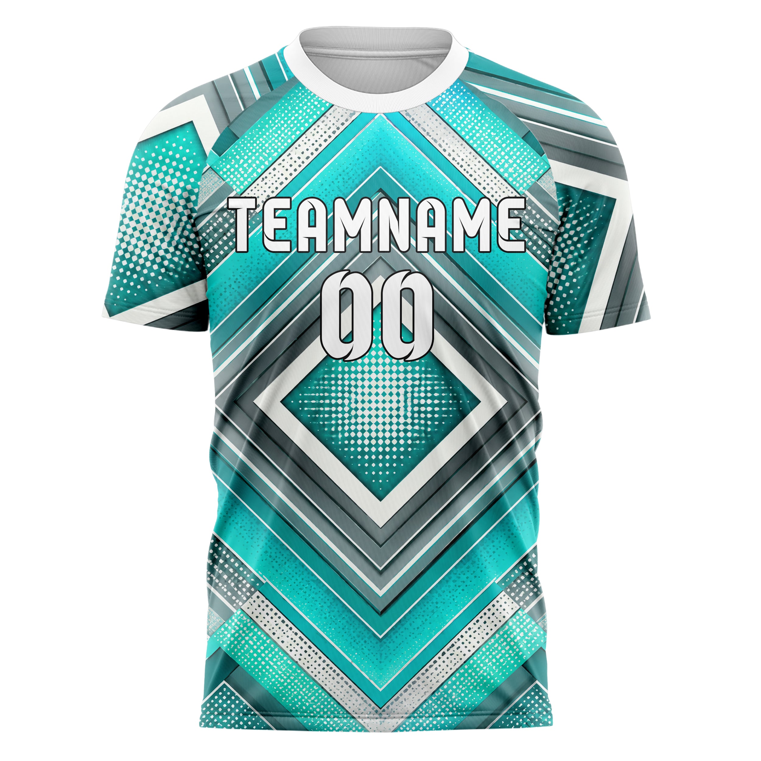 Aqua klassisches Rauten Layered 3D Rhombus Design 01-0203 individuelles Fußballtrikot front