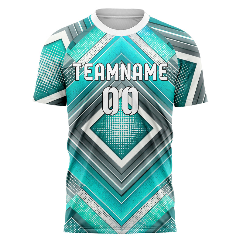 Aqua klassisches Rauten Layered 3D Rhombus Design 01-0203 individuelles Fußballtrikot front