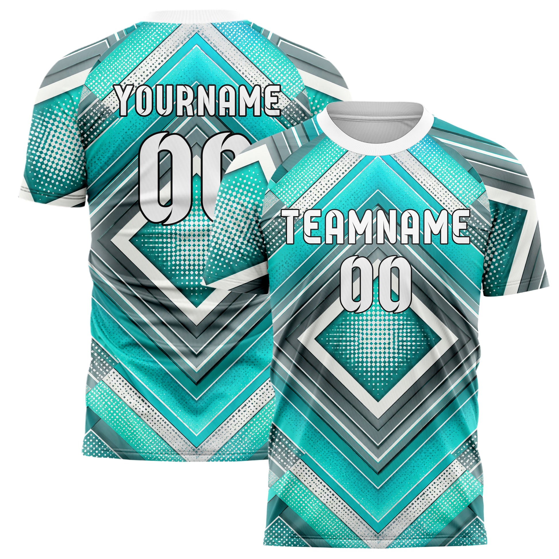 Aqua klassisches Rauten Layered 3D Rhombus Design 01-0203 individuelles Fußballtrikot main