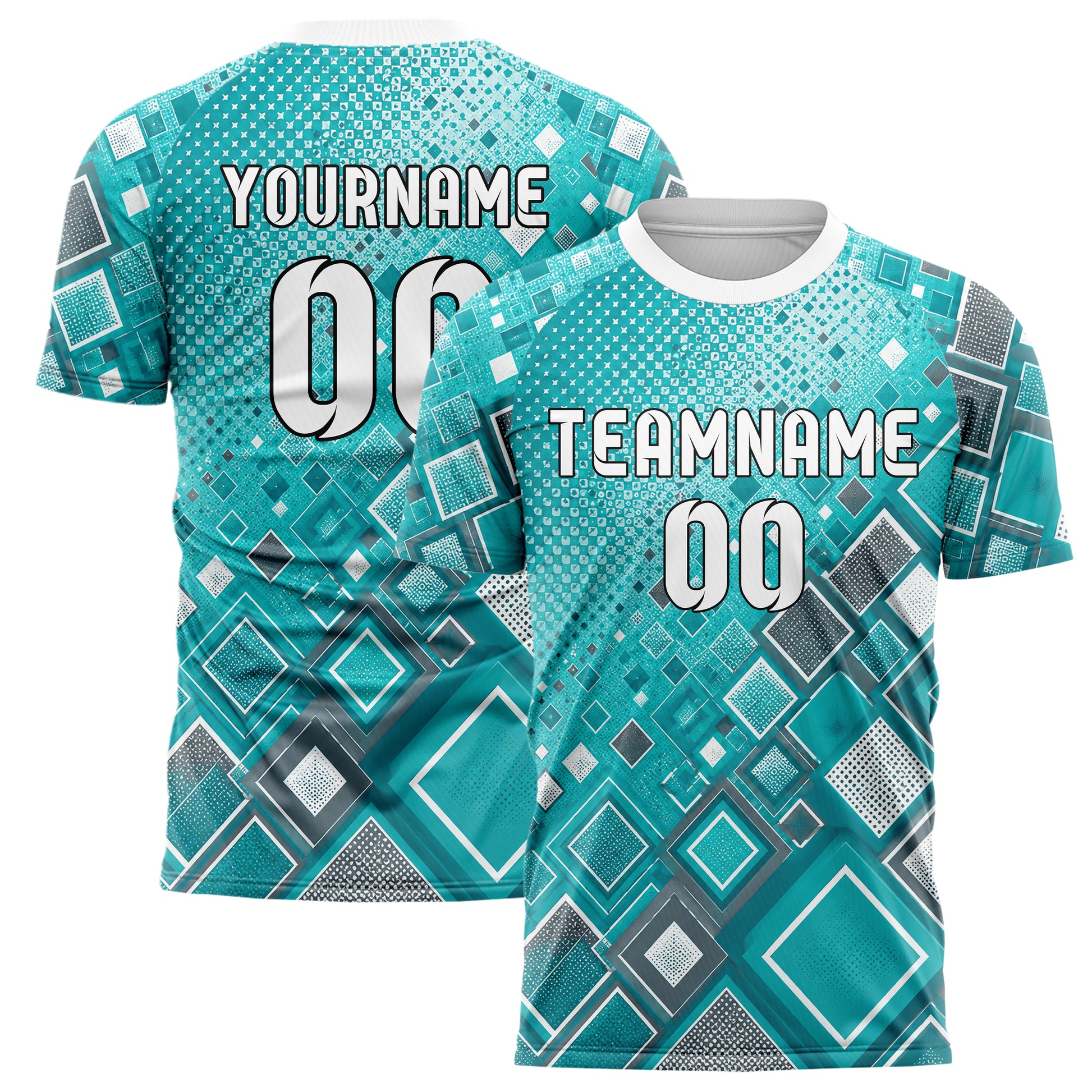 Aqua klassisches Rauten Micro to Macro Gradient Design 01-0068 individuelles Fußballtrikot main