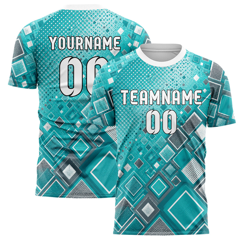 Aqua klassisches Rauten Micro to Macro Gradient Design 01-0068 individuelles Fußballtrikot main