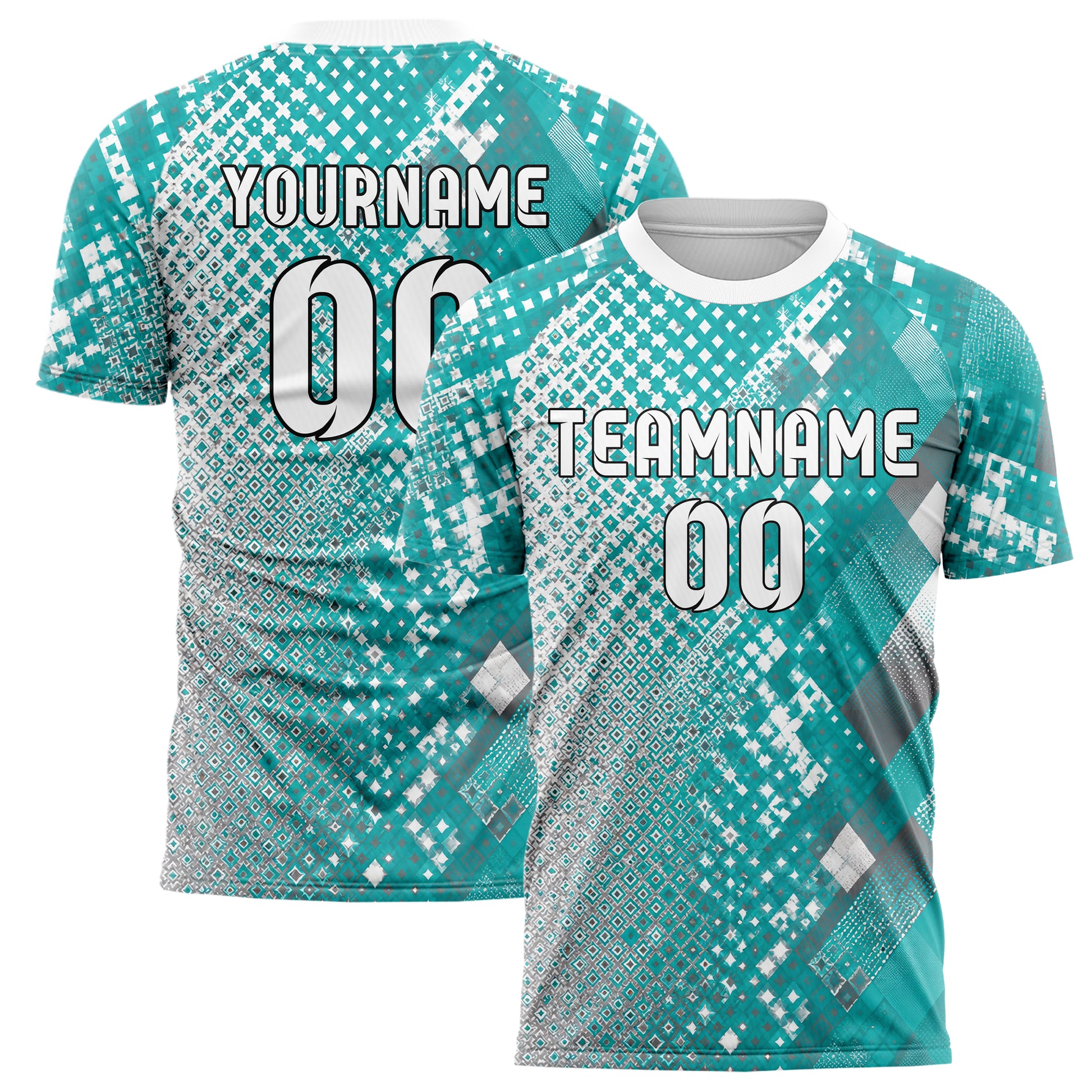 Aqua klassisches Rauten Micro to Macro Gradient Design 01-0092 individuelles Fußballtrikot main