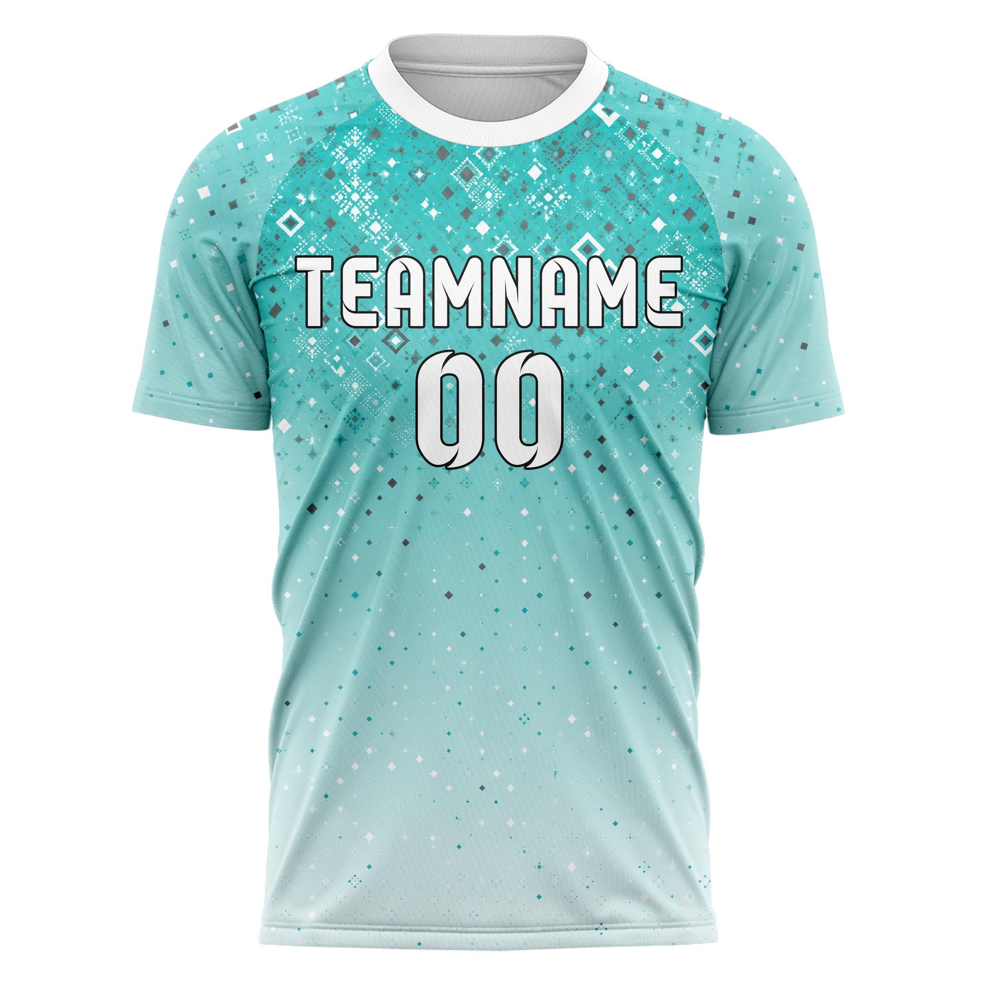 Aqua klassisches Rauten dichter Verlauf von oben Design 01-0080 individuelles Fußballtrikot front