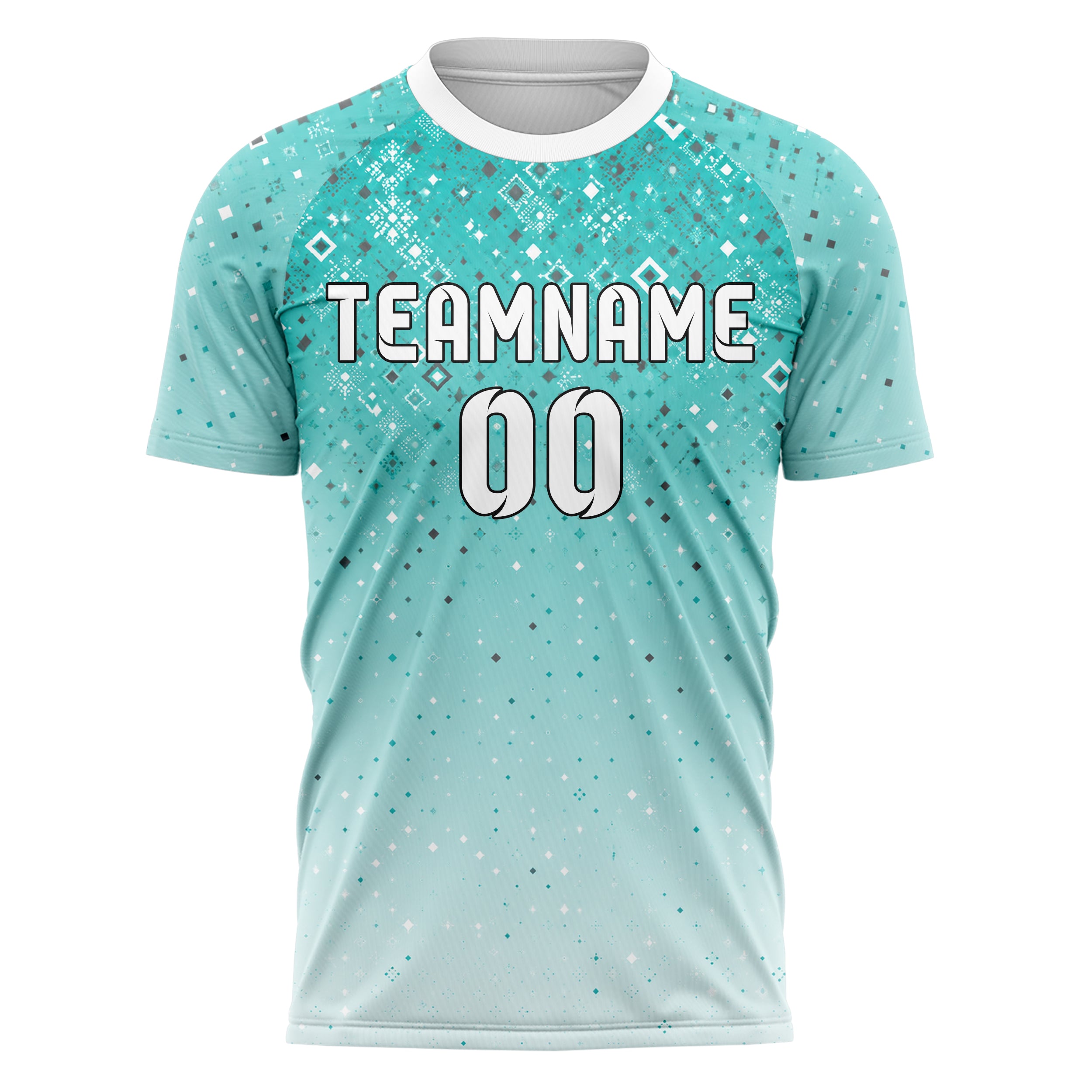 Aqua klassisches Rauten dichter Verlauf von oben Design 01-0080 individuelles Fußballtrikot front