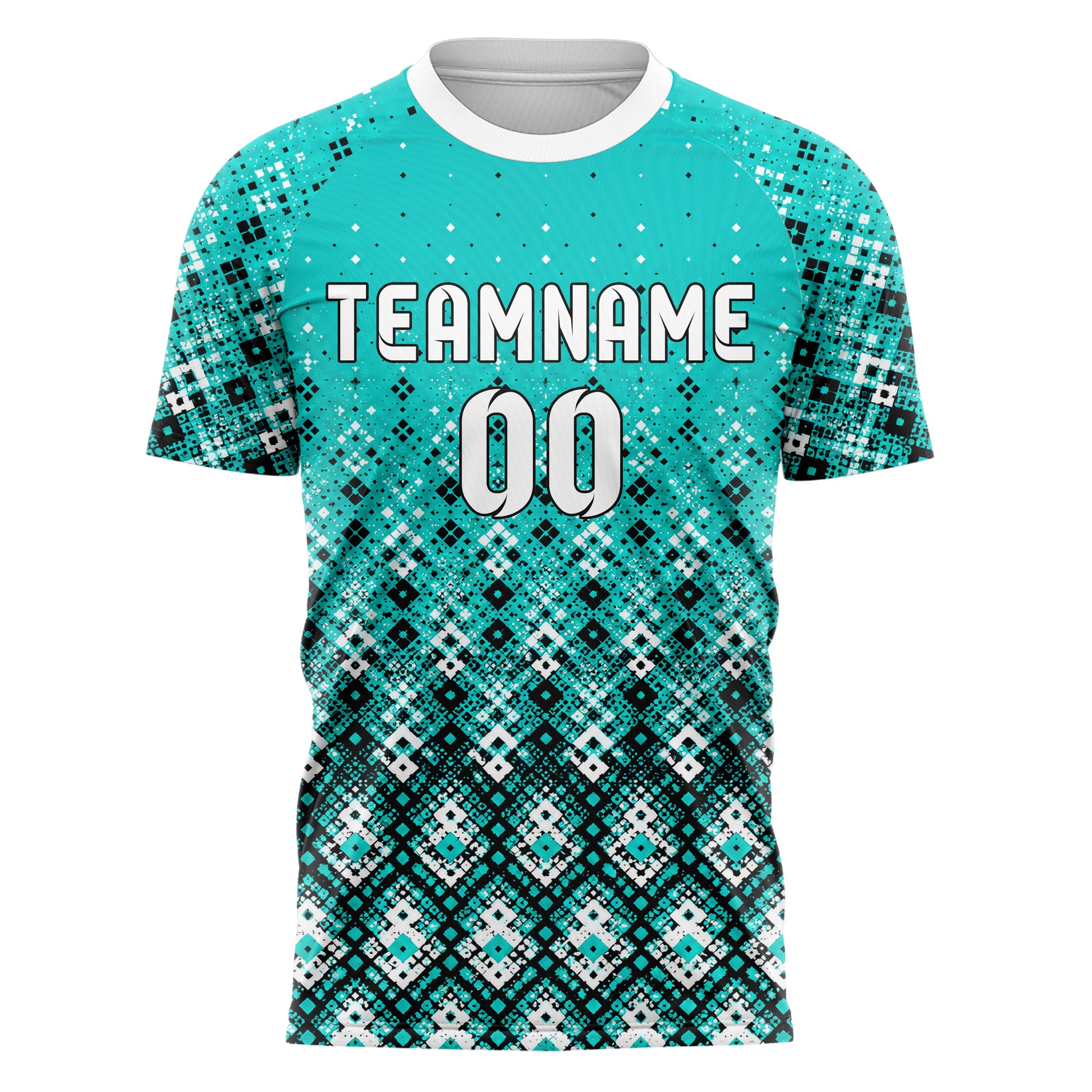 Cyan lebendiges Rauten dichter Verlauf von unten Design 01-0015 individuelles Fußballtrikot front