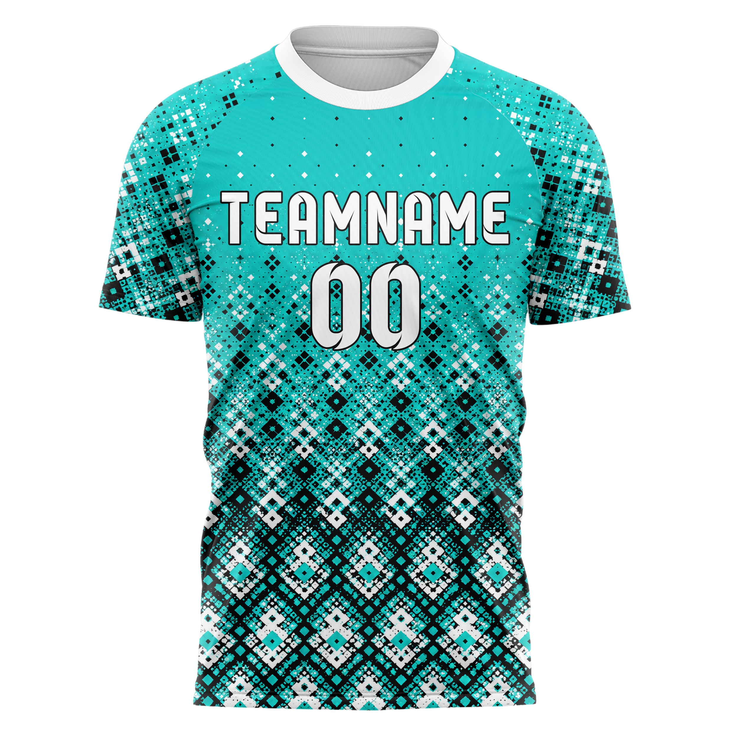 Cyan lebendiges Rauten dichter Verlauf von unten Design 01-0015 individuelles Fußballtrikot front