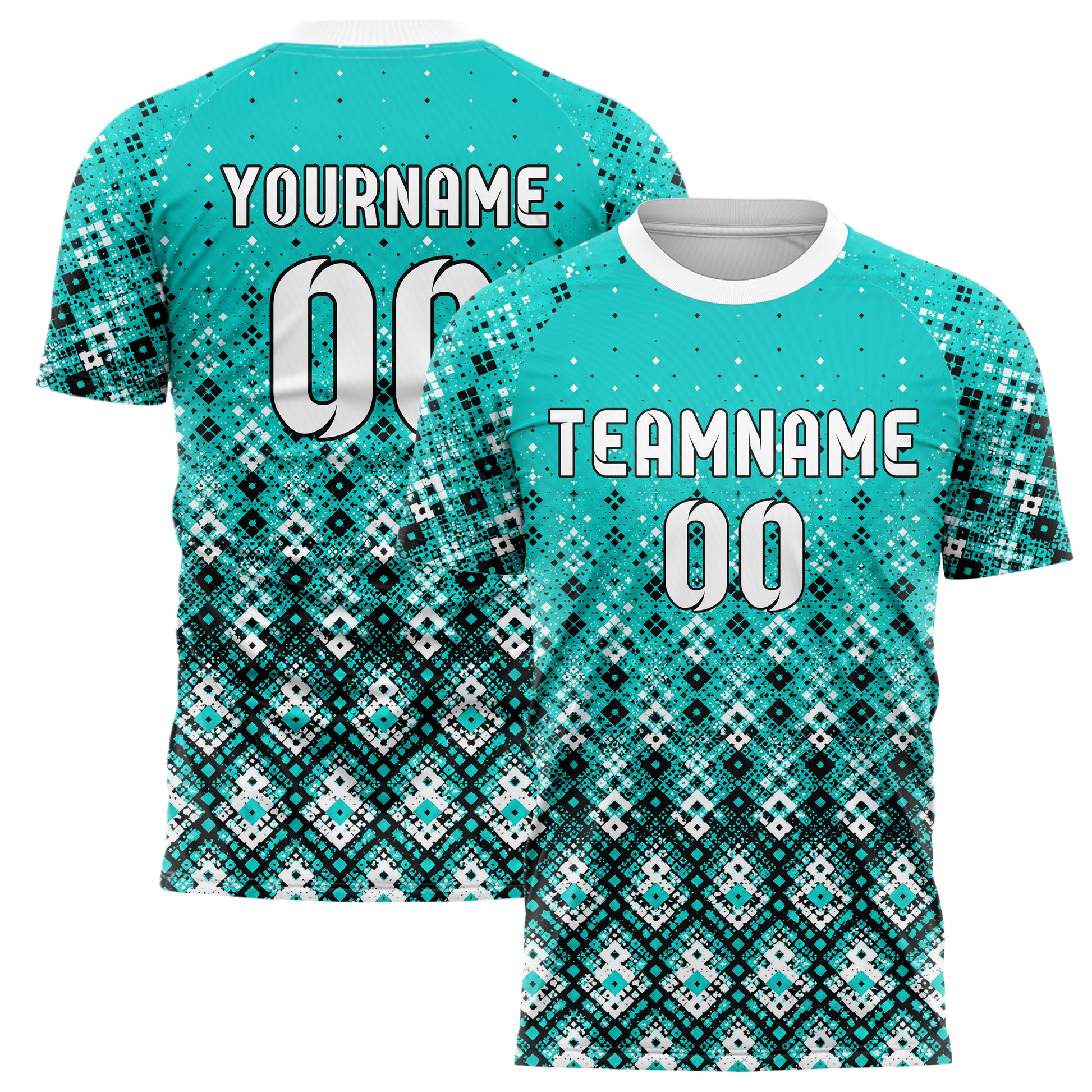Cyan lebendiges Rauten dichter Verlauf von unten Design 01-0015 individuelles Fußballtrikot main