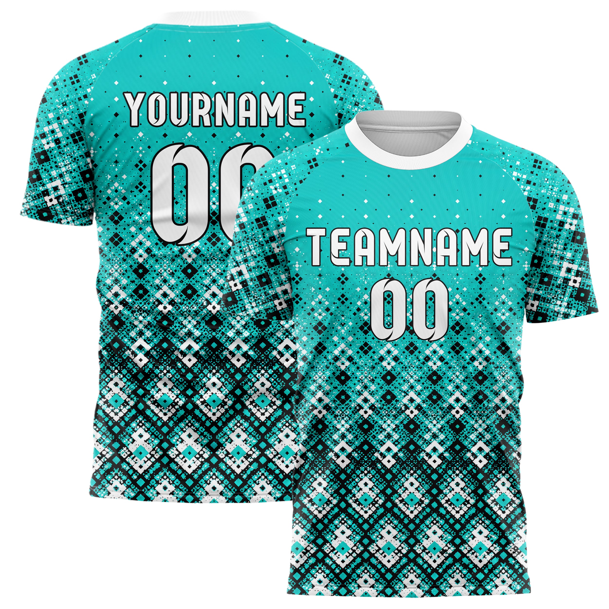 Cyan lebendiges Rauten dichter Verlauf von unten Design 01-0015 individuelles Fußballtrikot main