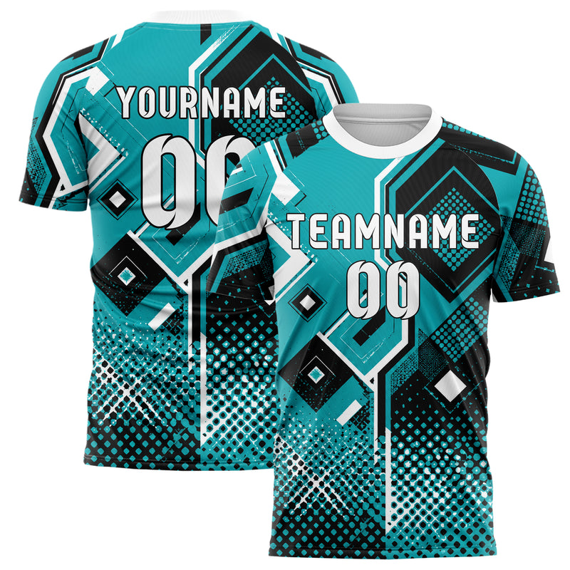 Cyan lebendiges Rauten dichter Verlauf von unten Design 01-0063 individuelles Fußballtrikot main