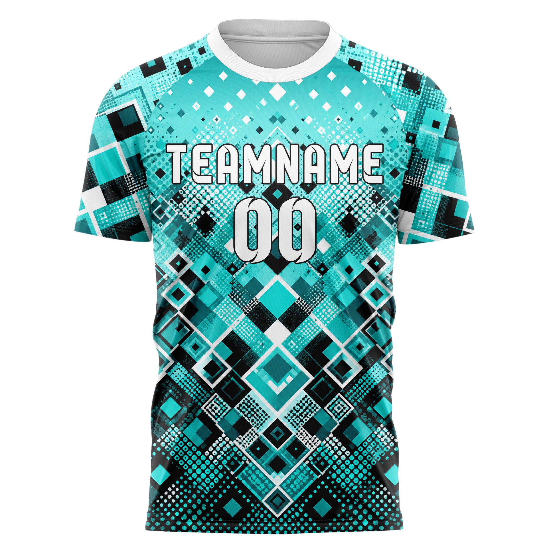 Cyan lebendiges Rauten dichter Verlauf von unten Design 01-0471 individuelles Fußballtrikot front