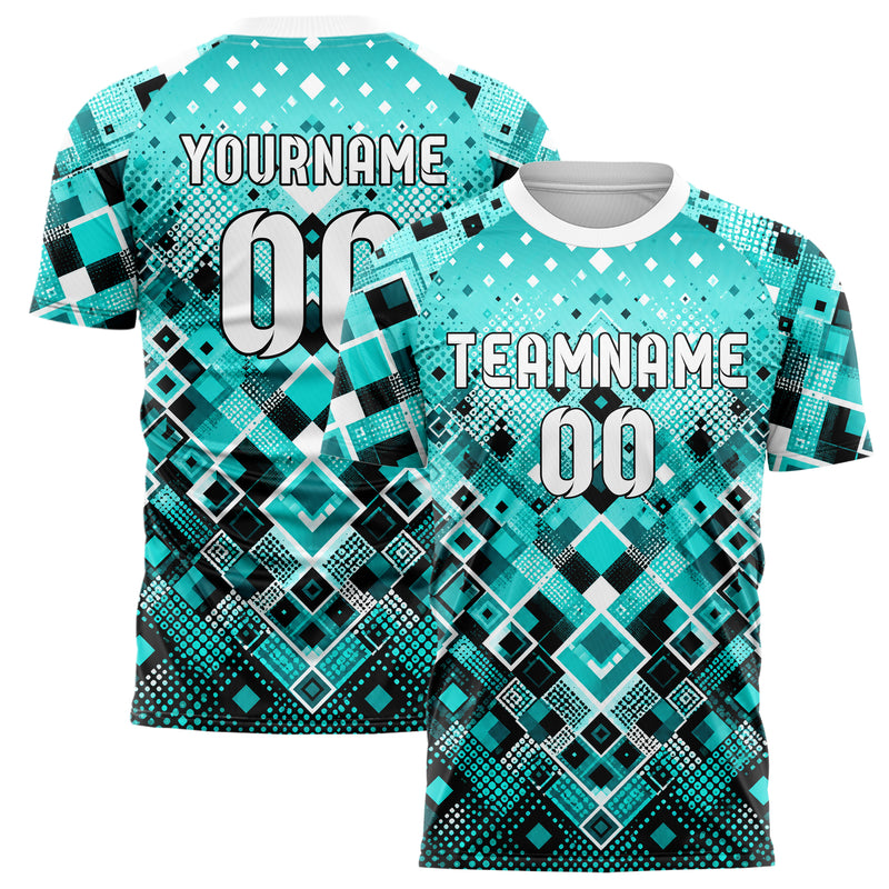 Cyan lebendiges Rauten dichter Verlauf von unten Design 01-0471 individuelles Fußballtrikot main
