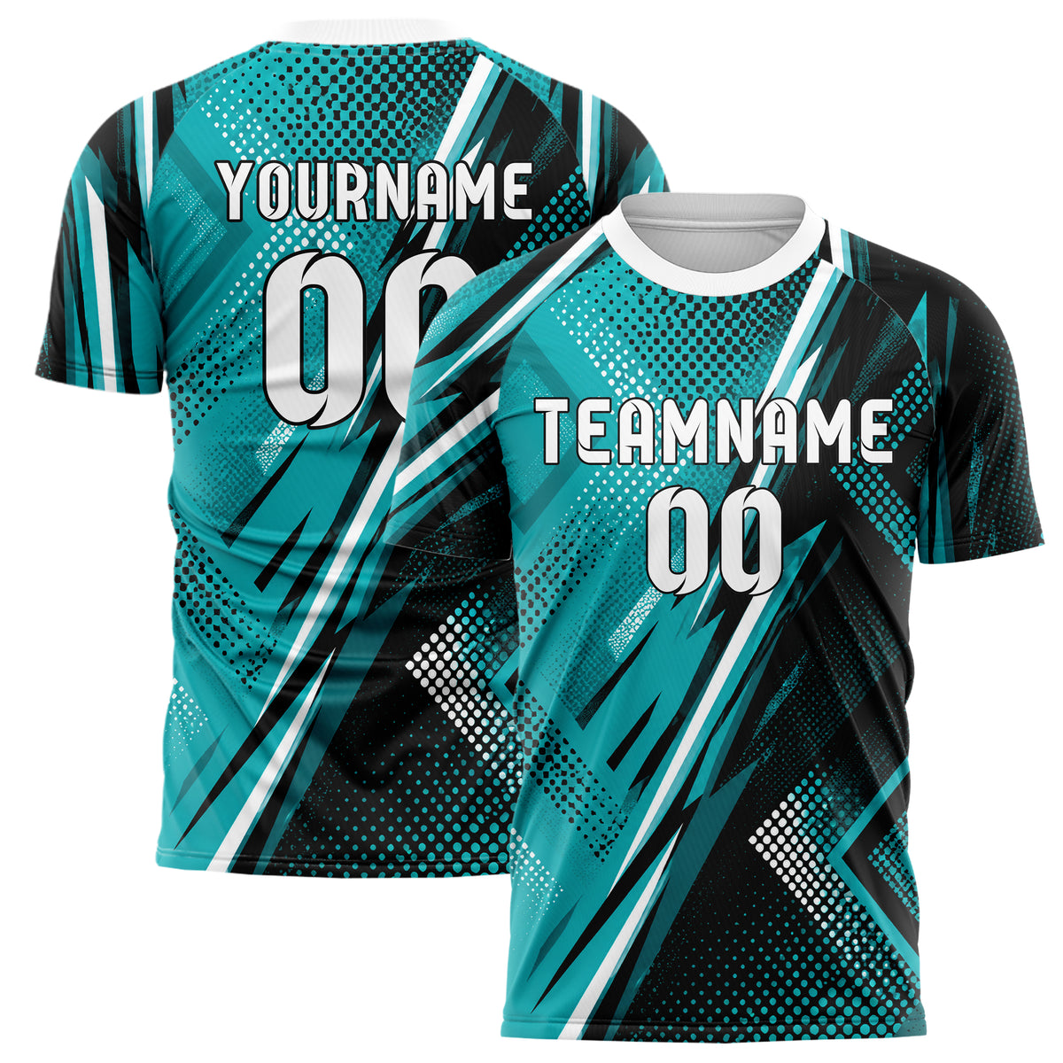 Cyan lebendiges Rauten radialer Center Fade Design 01-0417 individuelles Fußballtrikot main