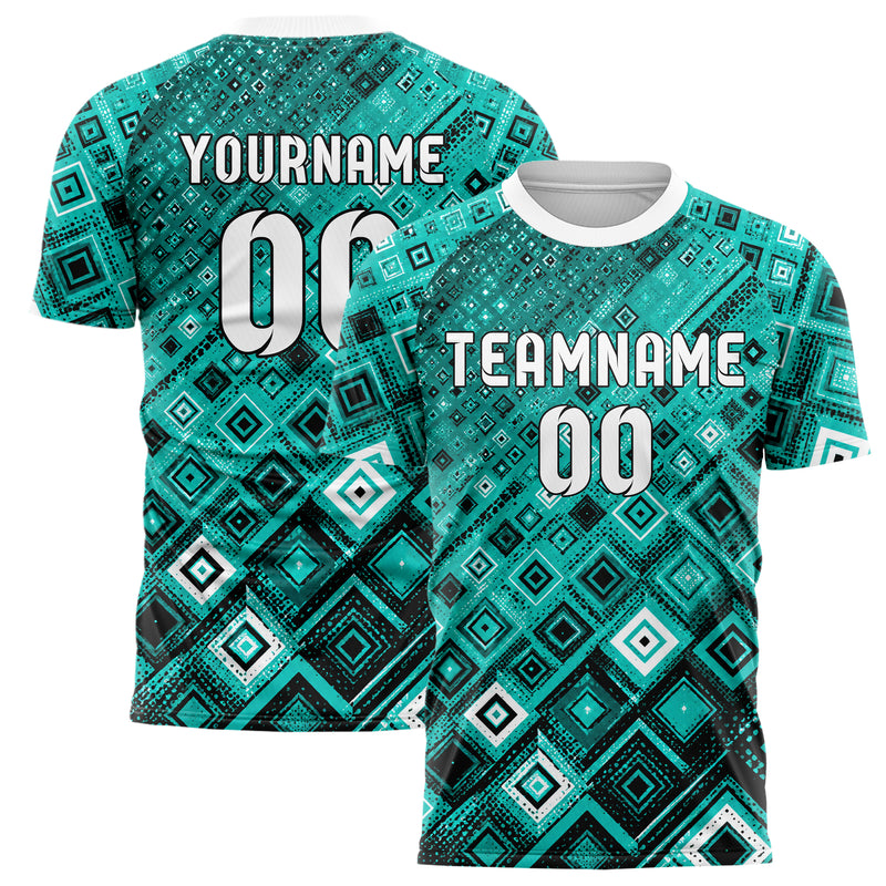 Cyan lebendiges Rauten Micro to Macro Gradient Design 01-0372 individuelles Fußballtrikot main