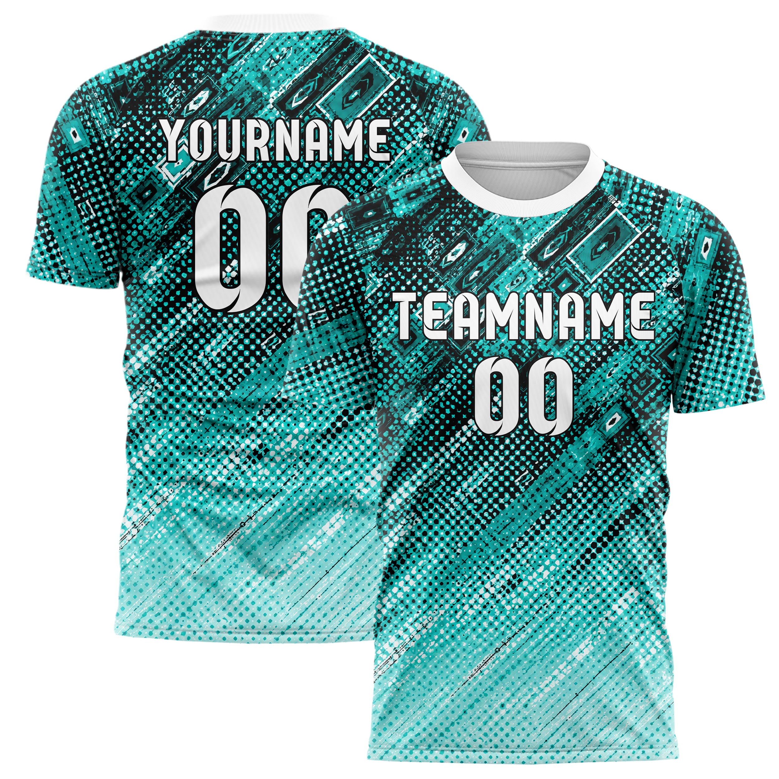 Cyan lebendiges Rauten dichter Verlauf von oben Design 01-0096 individuelles Fußballtrikot main