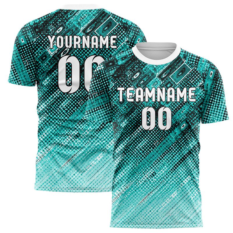 Cyan lebendiges Rauten dichter Verlauf von oben Design 01-0096 individuelles Fußballtrikot main