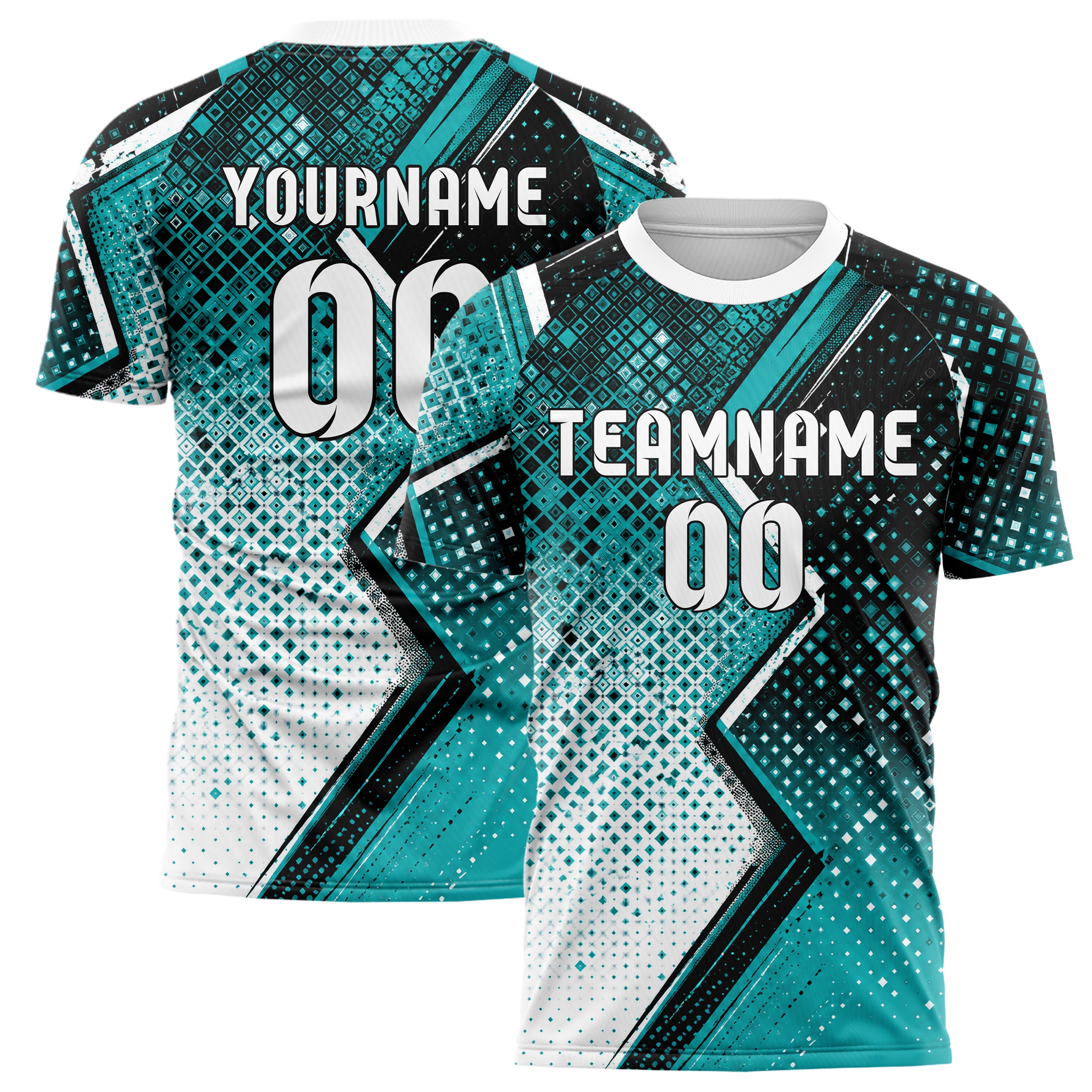 Cyan lebendiges Rauten dichter Verlauf von oben Design 01-0384 individuelles Fußballtrikot main