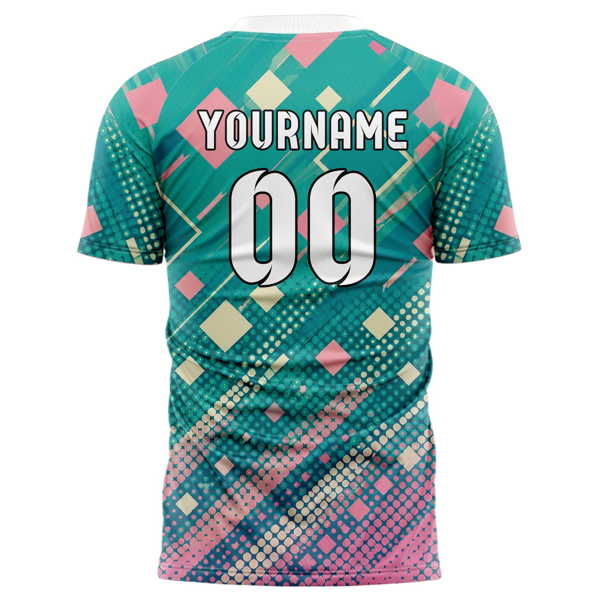 Petrol lebendiges Rauten dichter Verlauf von unten Design 01-0343 individuelles Fußballtrikot back
