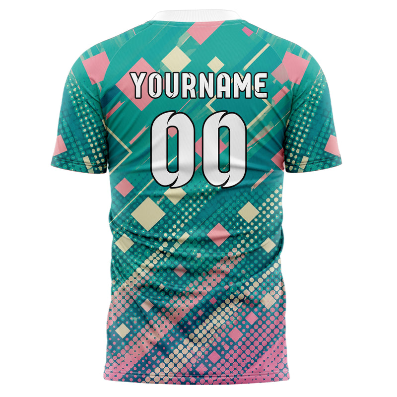 Petrol lebendiges Rauten dichter Verlauf von unten Design 01-0343 individuelles Fußballtrikot back