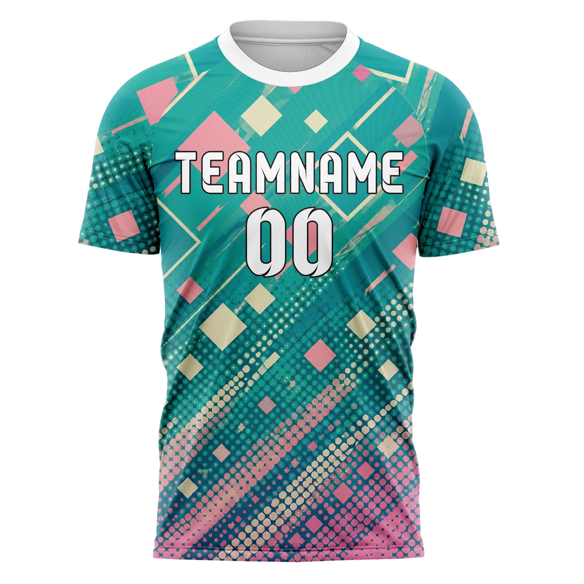 Petrol lebendiges Rauten dichter Verlauf von unten Design 01-0343 individuelles Fußballtrikot front