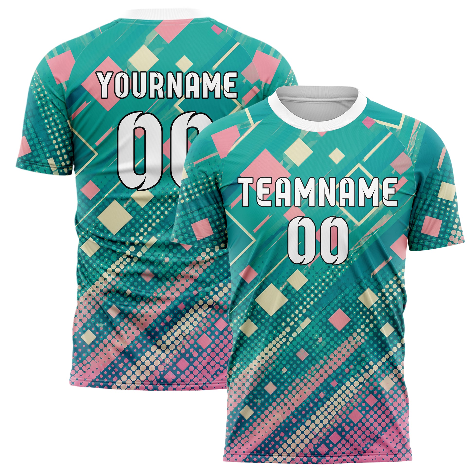 Petrol lebendiges Rauten dichter Verlauf von unten Design 01-0343 individuelles Fußballtrikot main