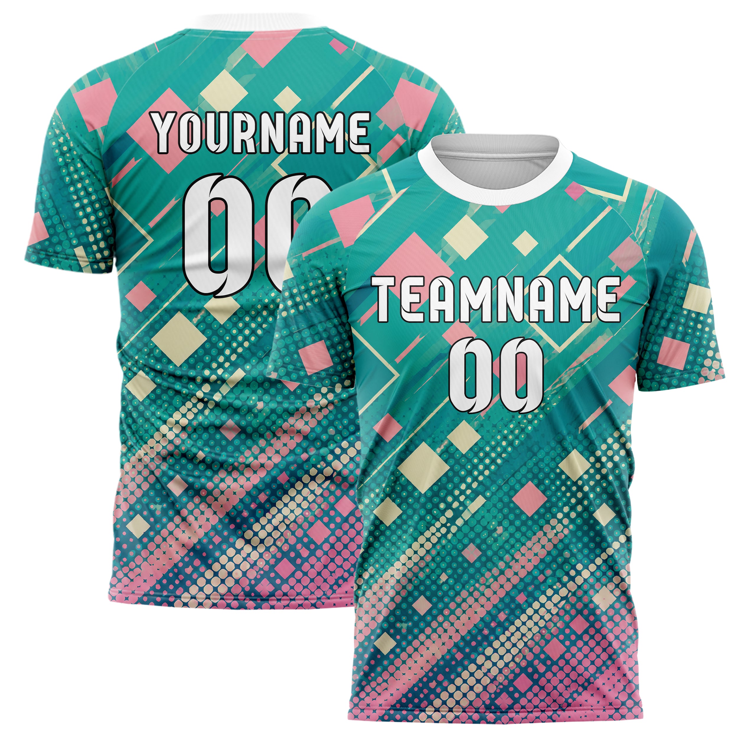 Petrol lebendiges Rauten dichter Verlauf von unten Design 01-0343 individuelles Fußballtrikot main