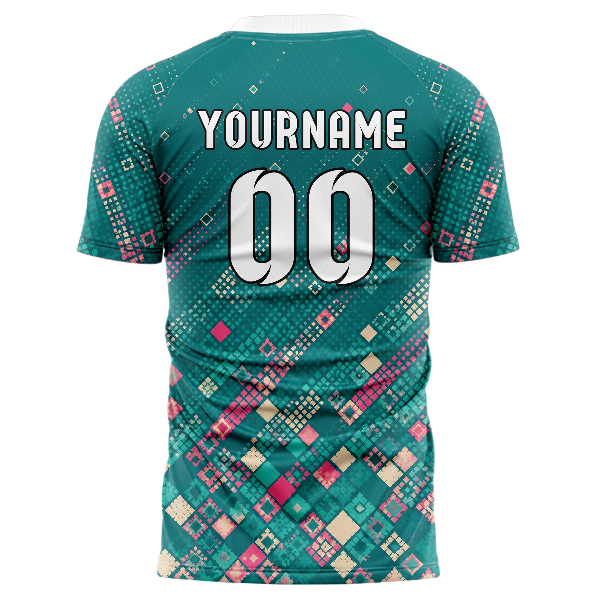Petrol lebendiges Rauten dichter Verlauf von unten Design 01-0367 individuelles Fußballtrikot back