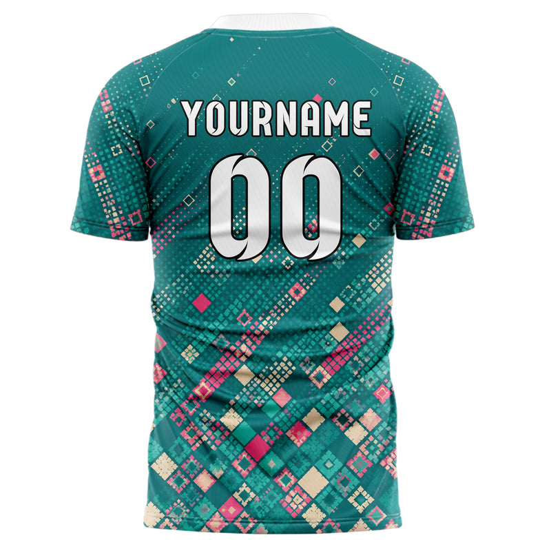 Petrol lebendiges Rauten dichter Verlauf von unten Design 01-0367 individuelles Fußballtrikot back