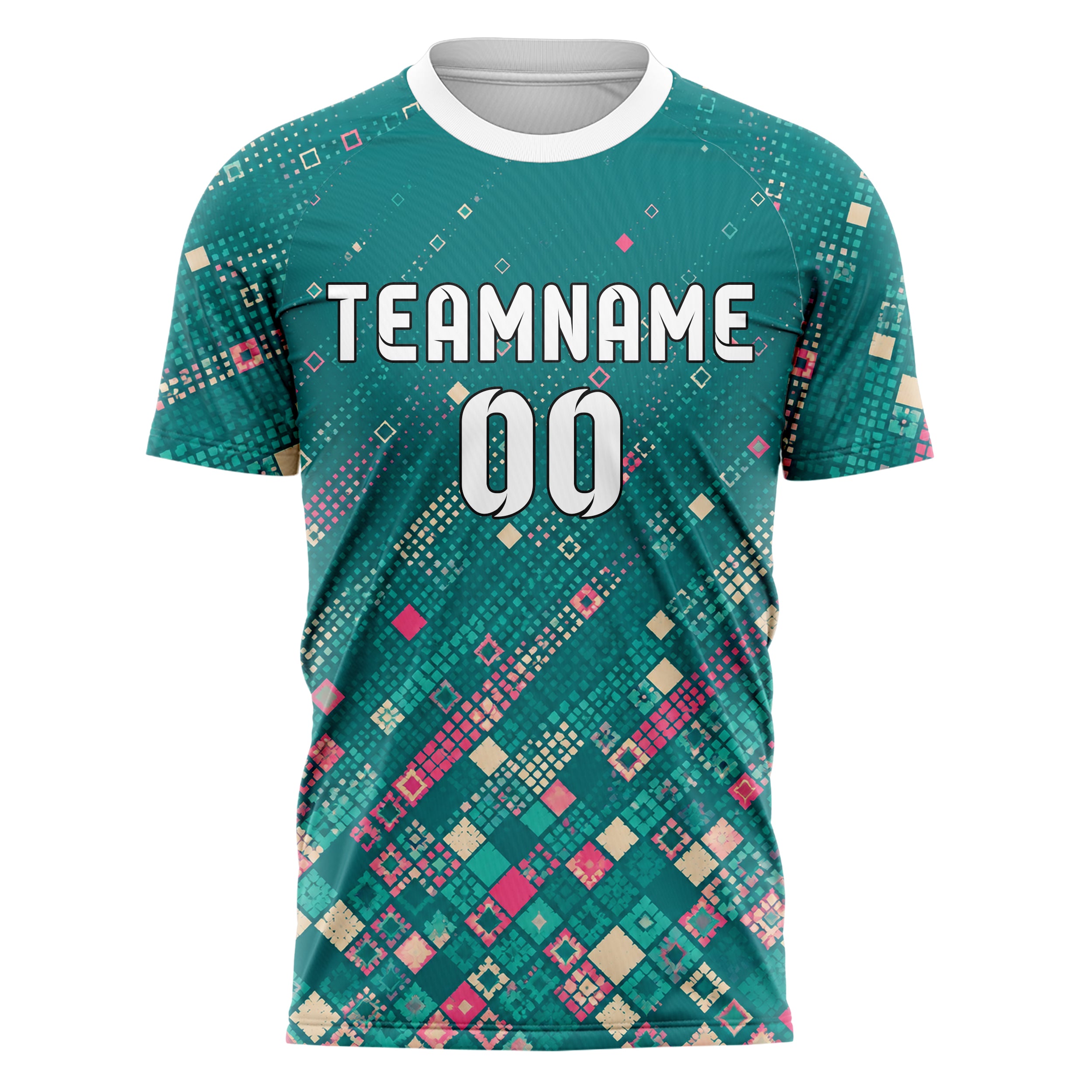 Petrol lebendiges Rauten dichter Verlauf von unten Design 01-0367 individuelles Fußballtrikot front