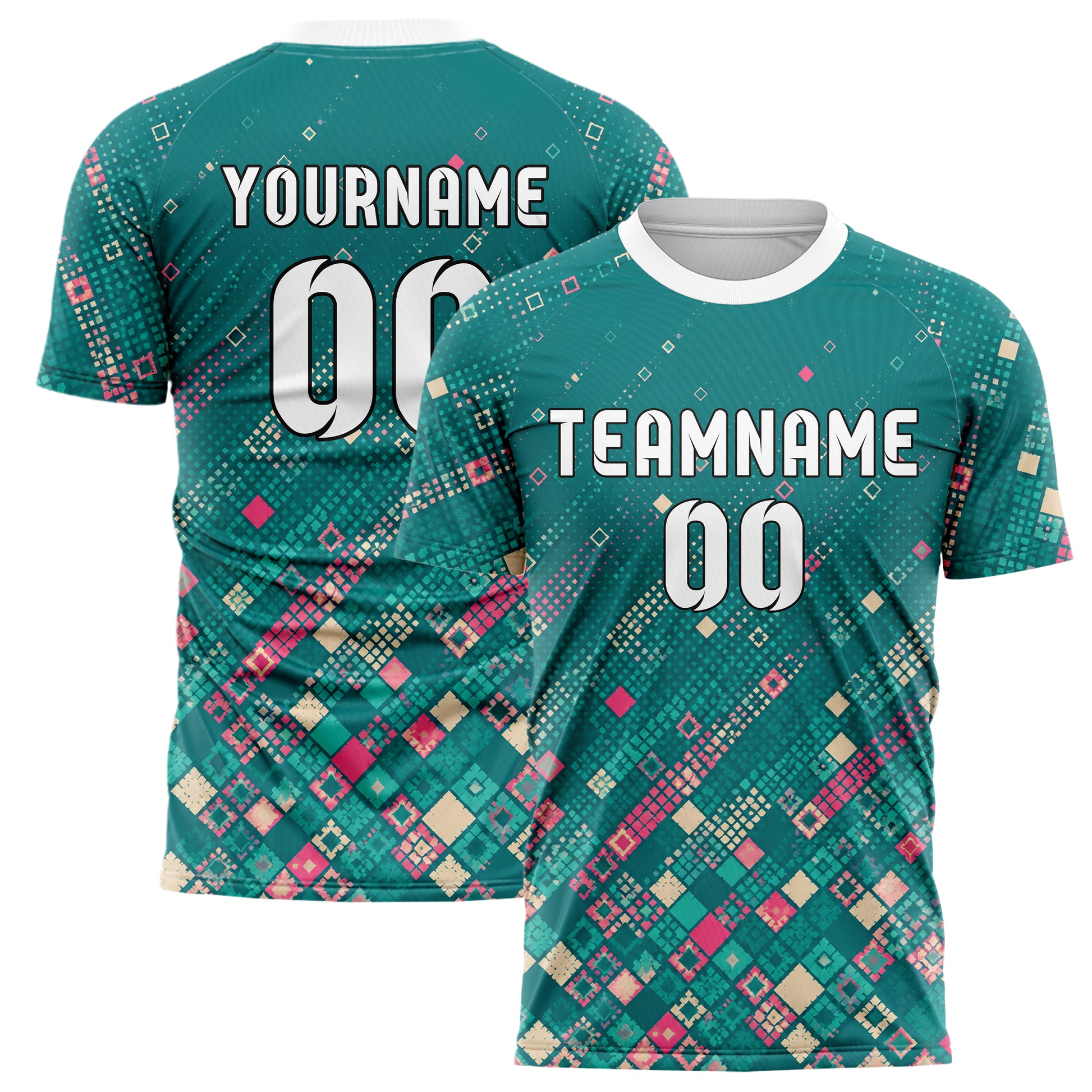 Petrol lebendiges Rauten dichter Verlauf von unten Design 01-0367 individuelles Fußballtrikot main
