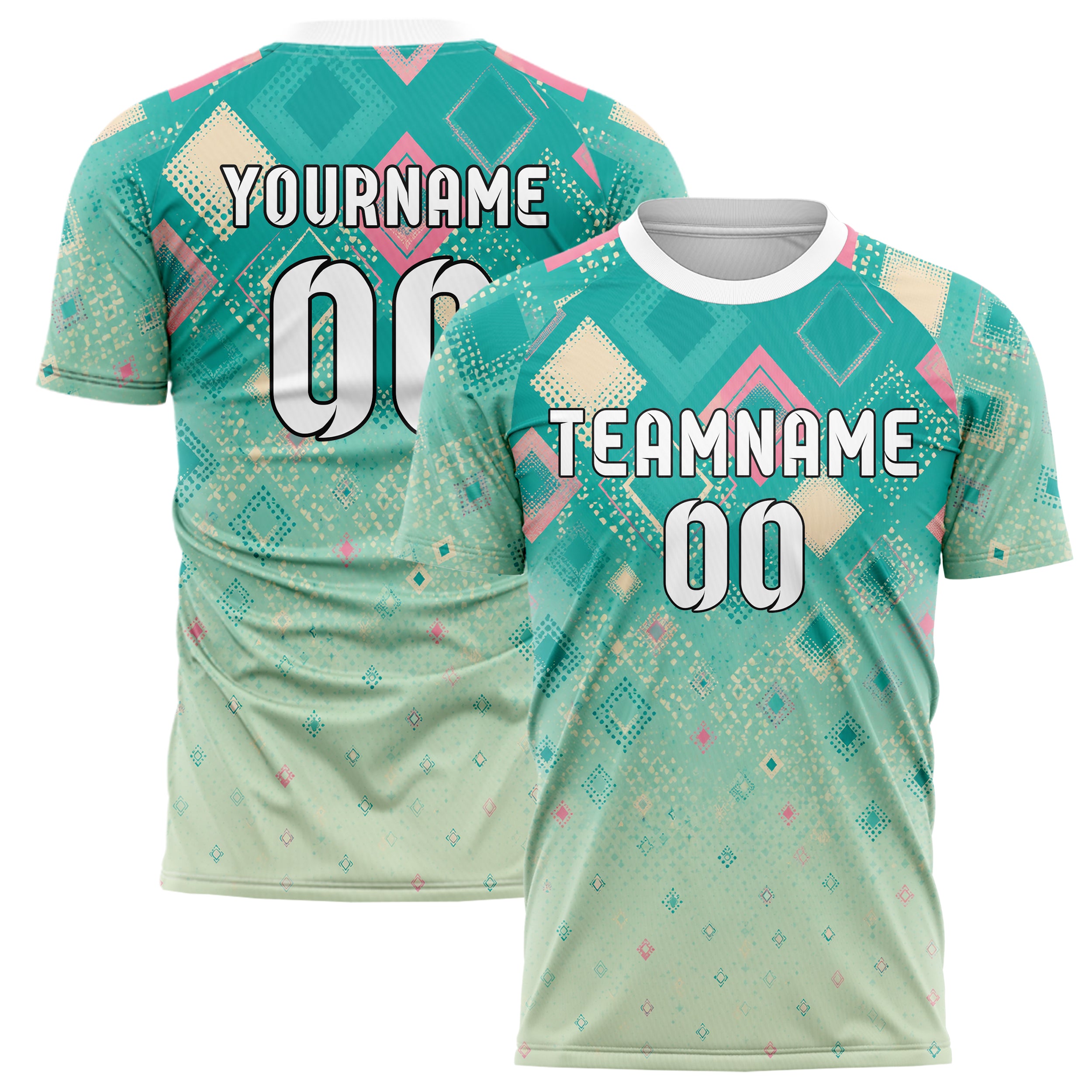 Petrol lebendiges Rauten radialer Center Fade Design 01-0409 individuelles Fußballtrikot main